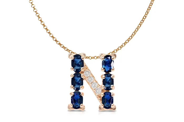 Albert Hern Necklaces Pendant Letter N Initial 18kt Gold