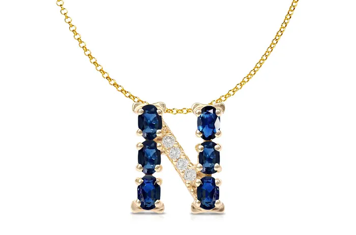 Albert Hern Necklaces Pendant Letter N Initial 18kt Gold