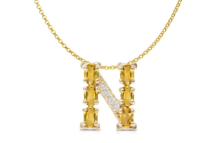 Albert Hern Necklaces Pendant Letter N Initial 18kt Gold