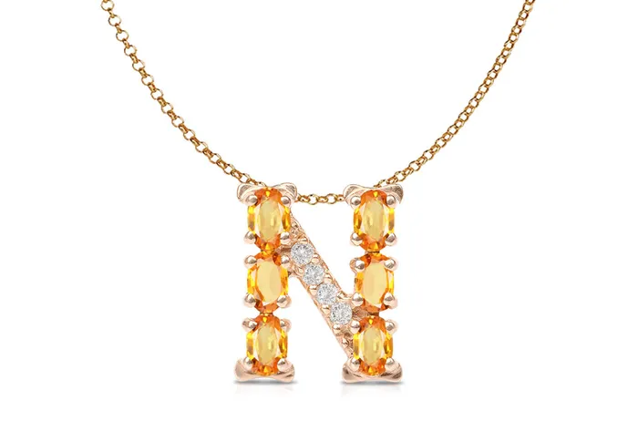 Albert Hern Necklaces Pendant Letter N Initial 18kt Gold