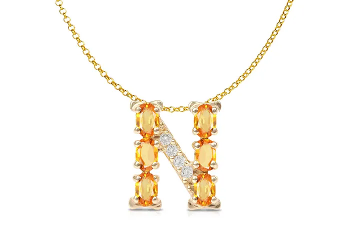 Albert Hern Necklaces Pendant Letter N Initial 18kt Gold