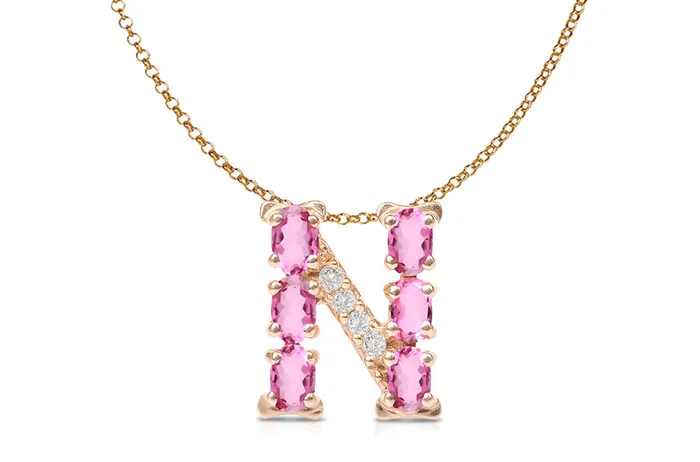 Albert Hern Necklaces Pendant Letter N Initial 18kt Gold