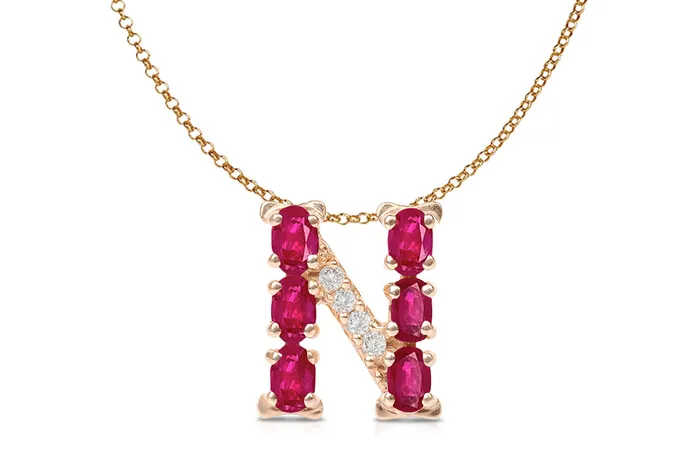 Albert Hern Necklaces Pendant Letter N Initial 18kt Gold