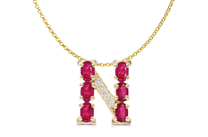 Albert Hern Necklaces Pendant Letter N Initial 18kt Gold