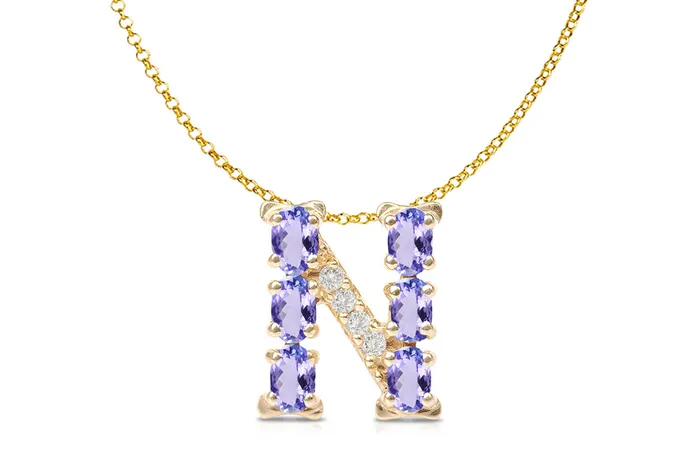 Albert Hern Necklaces Pendant Letter N Initial 18kt Gold
