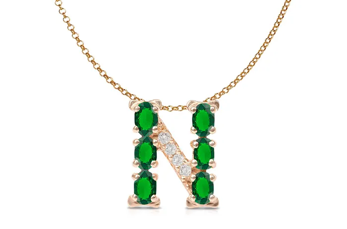 Albert Hern Necklaces Pendant Letter N Initial 18kt Gold