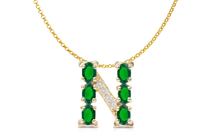 Albert Hern Necklaces Pendant Letter N Initial 18kt Gold