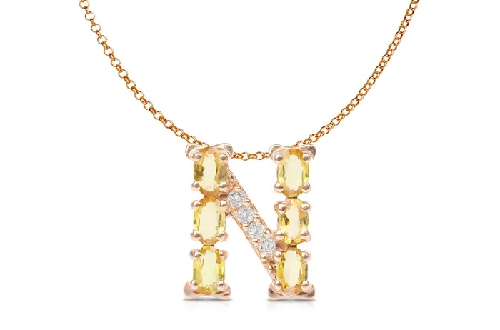 Albert Hern Necklaces Pendant Letter N Initial 18kt Gold