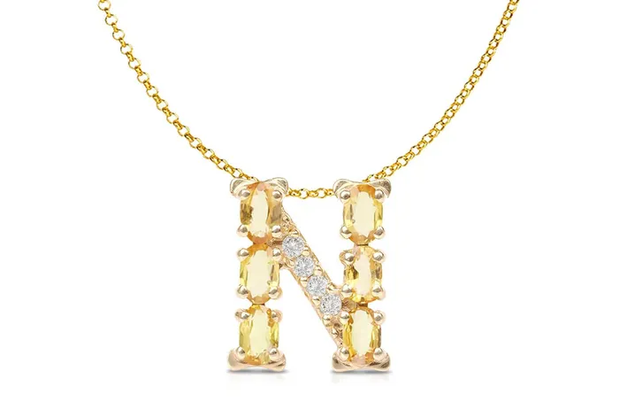 Albert Hern Necklaces Pendant Letter N Initial 18kt Gold