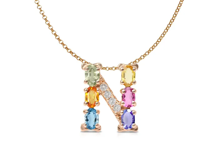 Albert Hern Necklaces Pendant Letter N Initial 18kt Gold