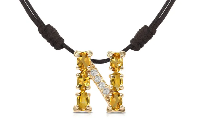 Albert Hern Necklaces Pendant Letter N Initial 18kt Gold