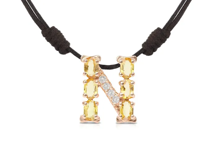 Albert Hern Necklaces Pendant Letter N Initial 18kt Gold