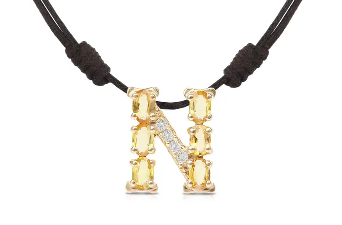 Albert Hern Necklaces Pendant Letter N Initial 18kt Gold