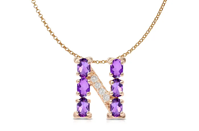 Albert Hern Necklaces Pendant Letter N Initial 18kt Gold