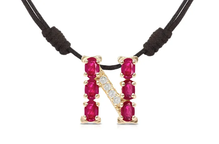 Albert Hern Necklaces Pendant Letter N Initial 18kt Gold
