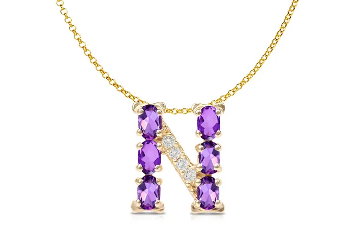 Albert Hern Necklaces Pendant Letter N Initial 18kt Gold