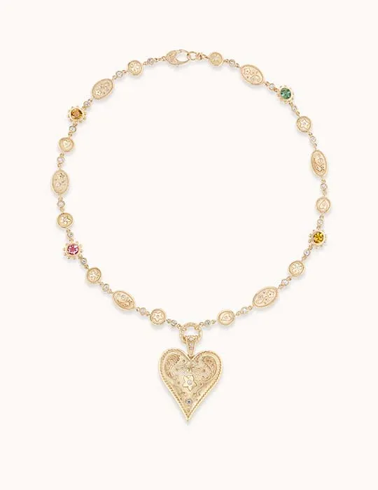 Marlo Laz Necklaces Large Southwestern Heart Necklace Tourmaline Marlo Laz Necklaces Large Southwestern Heart Necklace Tourmaline