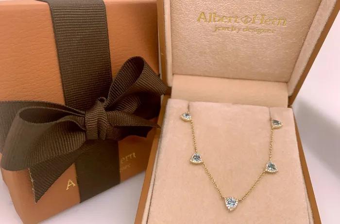 Necklaces Albert Hern Necklace 14kt Gold Trillion Blue Topaz Diamond