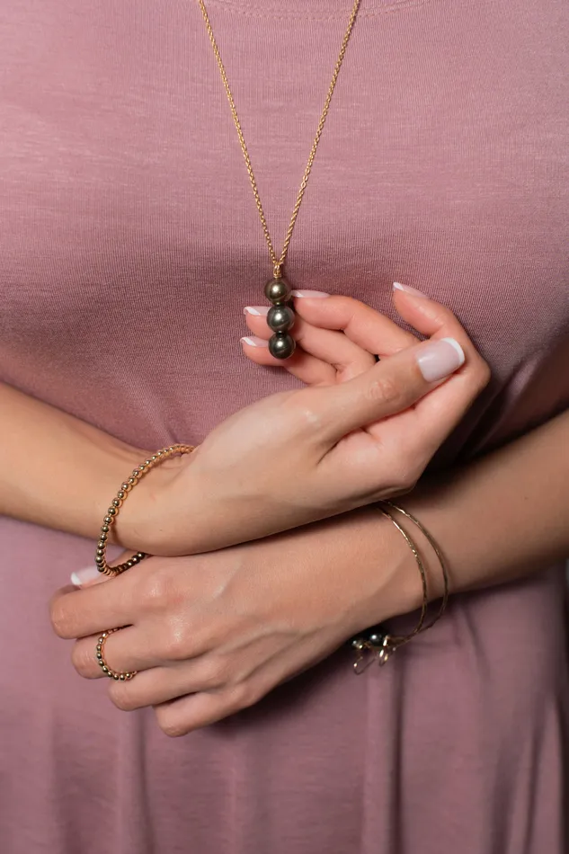 Necklaces Lahaole Hawaii Tahitian Pearl Bar Lariat Necklace