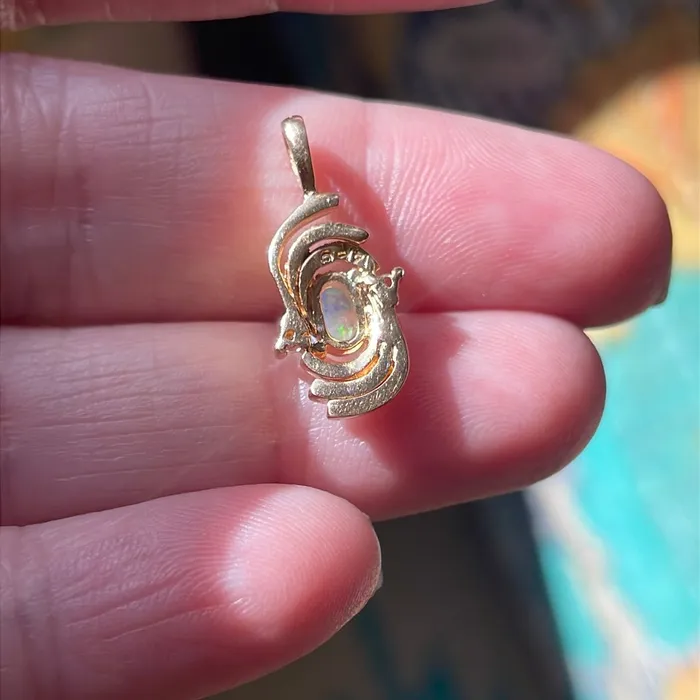 PreStyled Sets Vintage Paris Jewelry Opal Diamond Pendant 14k Gold Vintage