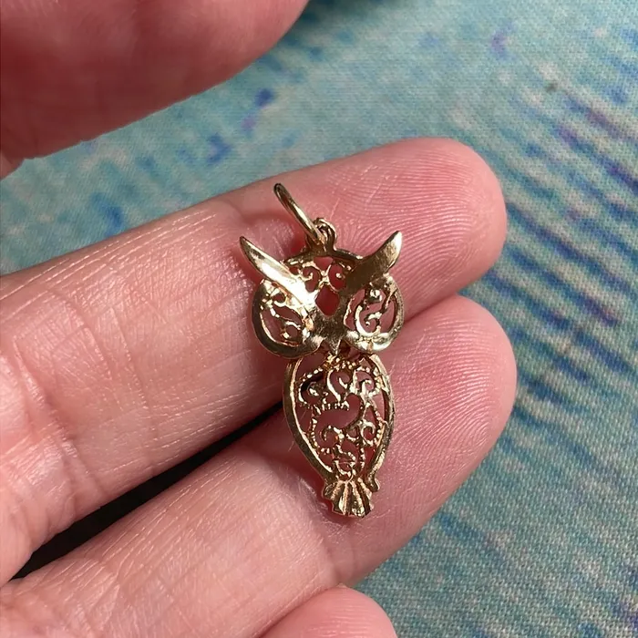 Vintage Paris Jewelry PreStyled Sets Filigree Owl Pendant 10k Gold Vintage