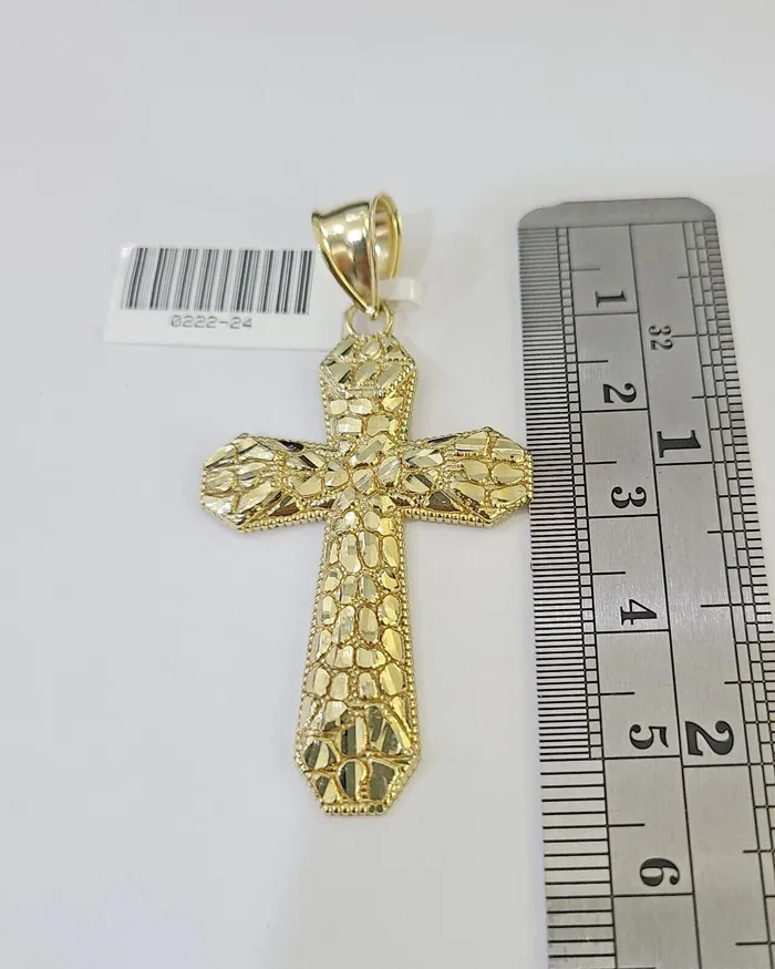 10K Gold Franco Chain Cross Charm Length 1826 inches 3mm REAL Yellow Gold and Diamond Charm Necklaces