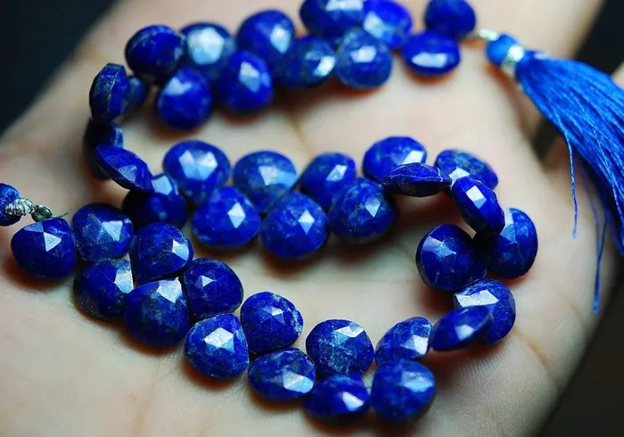 Beads Supplies USA Necklaces 8 Inch Full Strand Lapis Lazuli Faceted Heart BriolettesSize 89mm Approx Great Quality