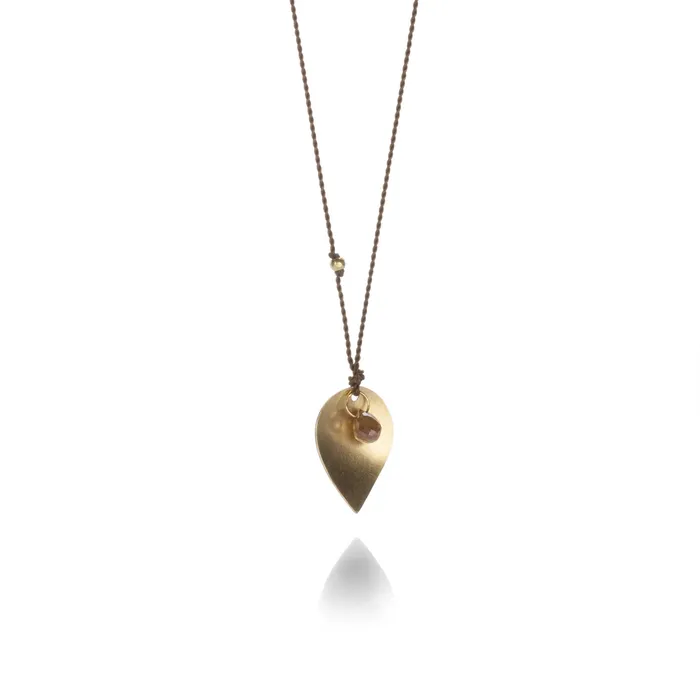 Gold Pendant with Diamond Briolette Necklace Margaret Solow Necklaces