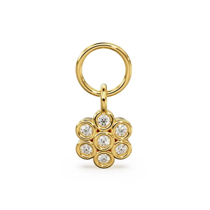 Jalvi Co Flower Cluster Diamond Solid Gold Pendant Real Diamond Gold Charm Bezel Setting Floral Charm Diamond Jewelry Diamond Gold Necklace Charm Necklaces