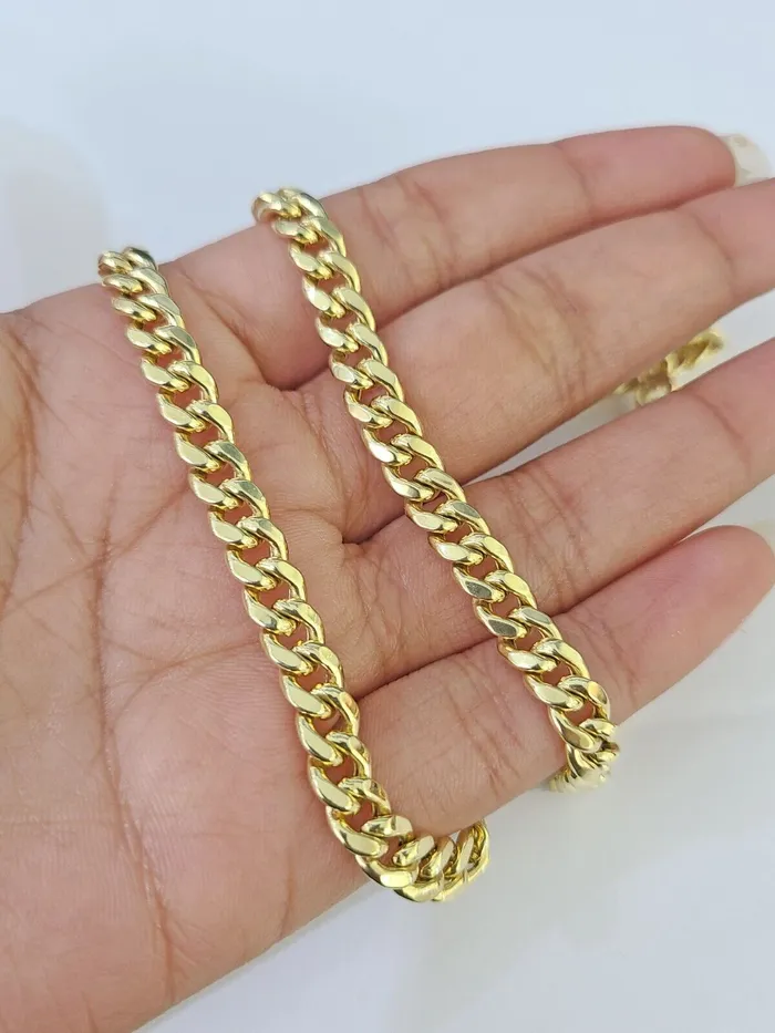Necklaces 14k 6mm Miami Cuban Link Chain Yellow Gold Necklace 1826 Inches Real Gold and Diamond