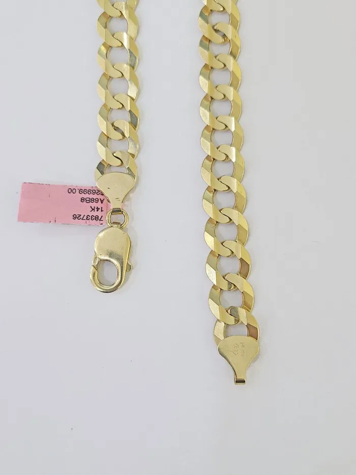 PreStyled Sets Globalwatches10 14k Gold Cuban Curb Link chain 11mm 24 Inches Real Yellow Genuine
