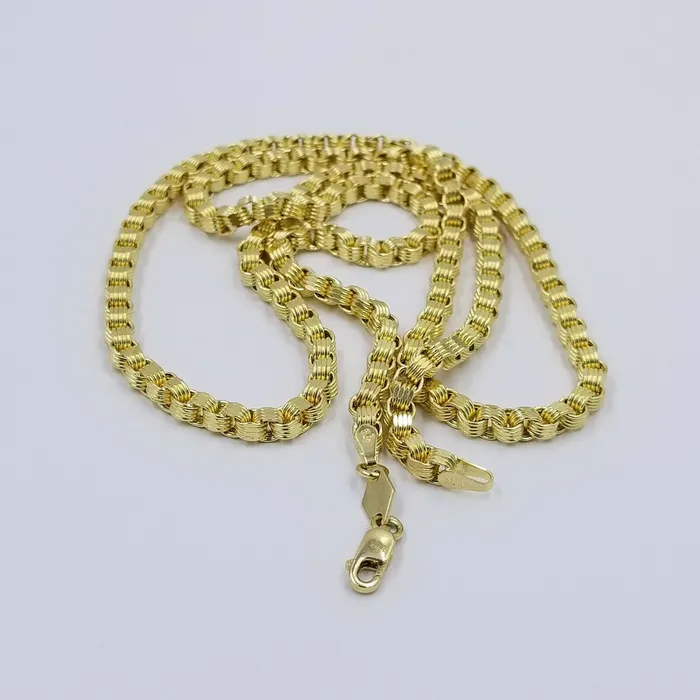 REAL 10k Gold Byzantine Chain Necklace Lobster Lock 3mm 20 22 24 26 Box Chino Gold and Diamond Necklaces