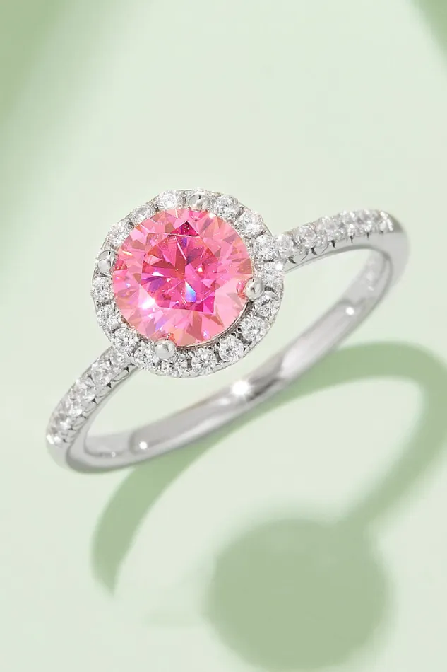 Rings 1 Carat Moissanite 925 Sterling Silver Halo Ring Trendsi