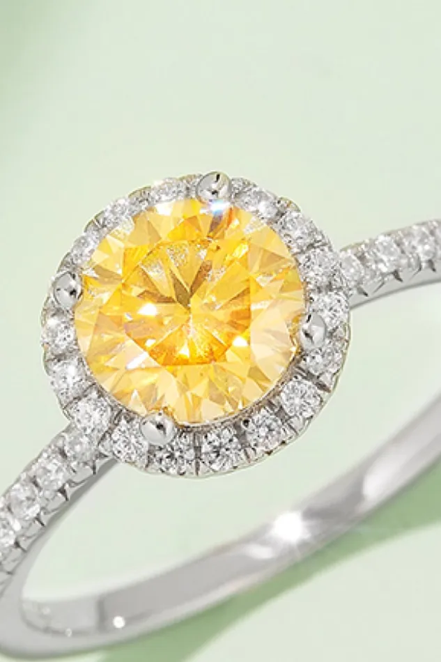 Rings 1 Carat Moissanite 925 Sterling Silver Halo Ring Trendsi