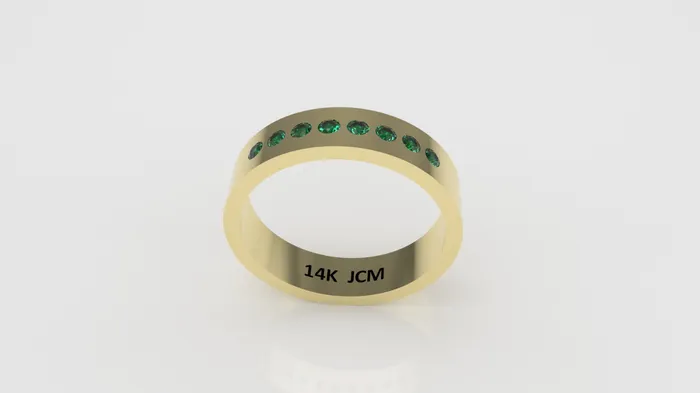 Rings Jcm 21 jewelry 14K Gold Band Ring with 8 EMERALDS Stt Bezel For Men