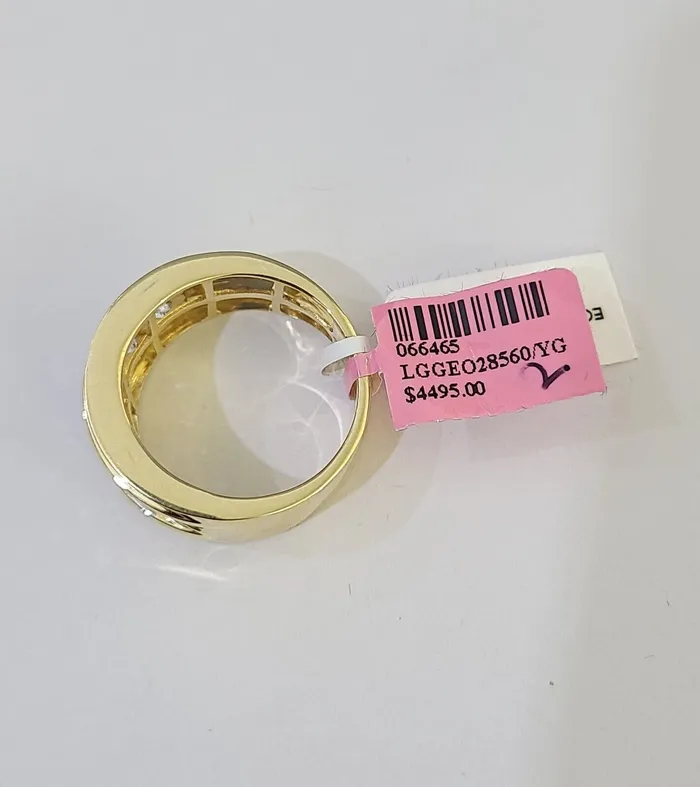 Rings Real 14k Yellow Gold Diamond Ring Lab Created Mens Engagement Wedding Male Gold and Diamond