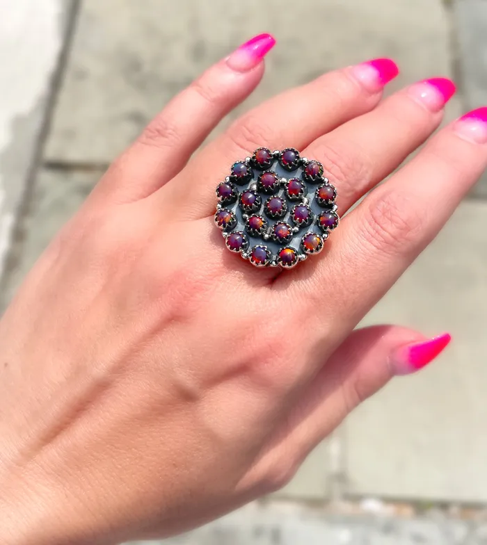 Rings SophiaRene Boutique Sterling Silver Wine Aurora Opal Custom Ring Rings SophiaRene Boutique Sterling Silver Wine Aurora Opal Custom Ring