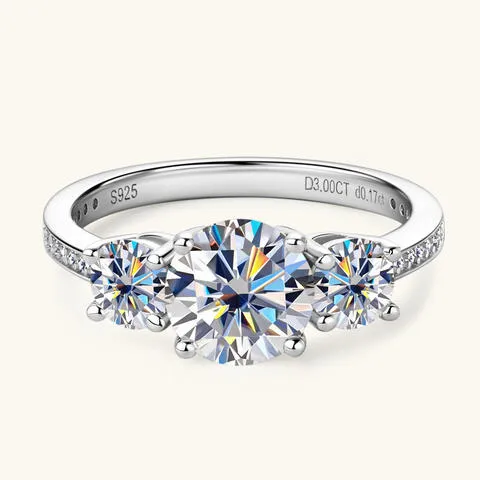 Rings Trendsi 3 Carat Moissanite 925 Sterling Silver Ring