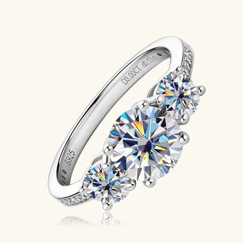 Rings Trendsi 3 Carat Moissanite 925 Sterling Silver Ring